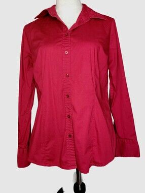Merona Tailored Long Sleeve Button Down Shirt - Deep Red - Size Large